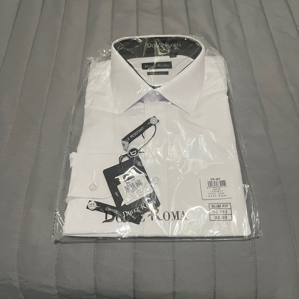 Dolce Roma White Slim Fit Dress Shirt